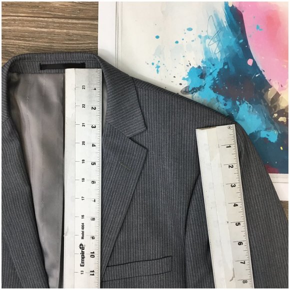 Combatant Mens Suit 2 Piece Set Size 42L Slim Jacket‎ Blazer Pants Wool 2 Button - Picture 12 of 16